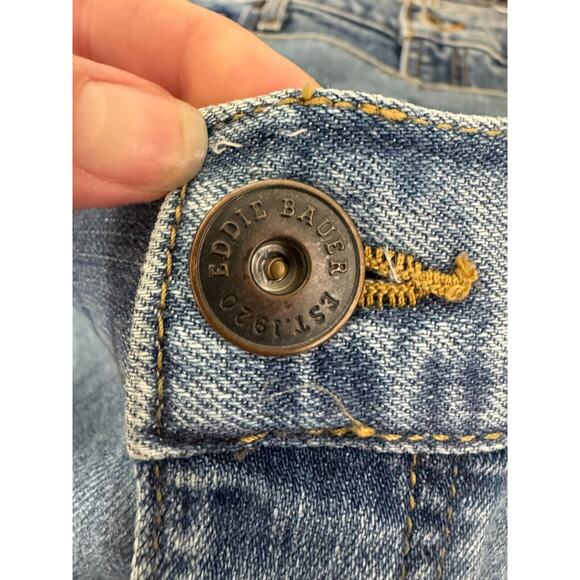 Eddie Bauer Jeans Womens 18T 18 Tall Medium Blue Distressed Straight Button Fly - Picture 5 of 14